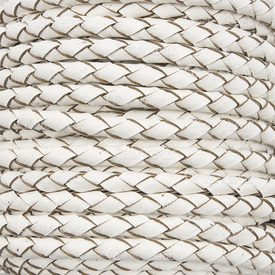 1602-0431-06 - Leather Cord Braided 3mm White 5m Roll 1602-0431-06,Leather,Cord,Braided,3MM,White,5m Roll,China,montreal, quebec, canada, beads, wholesale