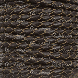 1602-0431-16 - Cordons Cuir Tressé 3mm Brun 5 Verges 1602-0431-16,Cuir,Cordons,Braided,3MM,Brun,5 Yards,Chine,montreal, quebec, canada, beads, wholesale