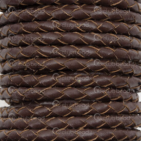 1602-0434-02 - Leather Braided Cord 4mm Dark Brown 5 meters roll 1602-0434-02,montreal, quebec, canada, beads, wholesale