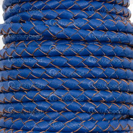 1602-0434-24 - Cuir Cordon Tresse Rond 4mm Bleu Fonce Rouleau 4.5m 1602-0434-24,Cuir,montreal, quebec, canada, beads, wholesale