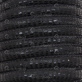1602-0436-0502 - Cordon Cousu Simili Suede Pu 5mm Noir Avec Motifs Diamants Noirs 5m (16.4pi) 1602-0436-0502,5mm,Pu Faux Suede,Stiched,Cordons,5mm,Noir,With Black Diamond Patterns,5m (16.4ft),Chine,montreal, quebec, canada, beads, wholesale