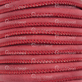 1602-0437-06 - Cordon Cousu Simili Cuir Pu Rouge Mât 5m (16.4pi) 1602-0437-06,Cuir,Pu Faux Leather,Stiched,Cordons,5X6MM,Rouge,Mât,5m (16.4ft),Chine,montreal, quebec, canada, beads, wholesale