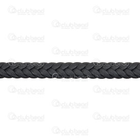 1602-0440-02 - Pu Faux Leather Braided Cord Flat 6x3mm Black 5m (16.4ft) 1602-0440-02,Leather,Pu Faux Leather,Braided,Cord,Flat,6X3MM,Black,5m (16.4ft),China,montreal, quebec, canada, beads, wholesale