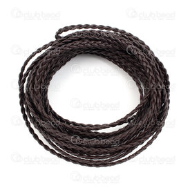 1602-0440-4.506 - Pu Faux Leather Braided Cord Flat 4.5x2.5mm Dark Brown 5m (16.4ft) 1602-0440-4.506,cordon,montreal, quebec, canada, beads, wholesale