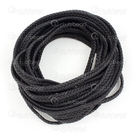 1602-0440-5.502 - Pu Faux Leather Braided Cord Flat 5.5x2.5mm Black 5m (16.4ft) 1602-0440-5.502,Threads and Cords,Leather,montreal, quebec, canada, beads, wholesale