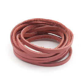 1602-0450-02 - Leather Cord Flat 4 to 5mm Salmon Pink App. 1.5m Italy 1602-0450-02,Cordons Cuir,4 to 5mm,Leather,Cord,Flat,4 to 5mm,Salmon Pink,App. 1.5m,Italy,montreal, quebec, canada, beads, wholesale