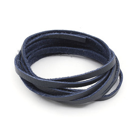 1602-0450-06 - Leather Cord Flat 4 to 5mm Navy App. 1.5m Italy 1602-0450-06,Leather,Cord,Flat,4 to 5mm,Navy,App. 1.5m,Italy,montreal, quebec, canada, beads, wholesale