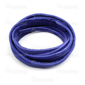 1602-0450-10 - Leather Cord Flat 4 to 5mm Blue App. 1.5m Italy 1602-0450-10,Cordons Cuir,4 to 5mm,Leather,Cord,Flat,4 to 5mm,Blue,App. 1.5m,Italy,montreal, quebec, canada, beads, wholesale