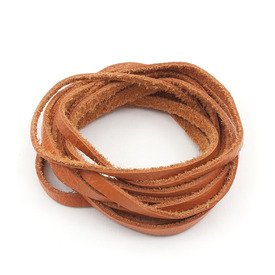 1602-0450-18 - Leather Cord Flat 4 to 5mm Orange App. 1.5m Italy 1602-0450-18,Orange,Leather,Cord,Flat,4 to 5mm,Orange,App. 1.5m,Italy,montreal, quebec, canada, beads, wholesale