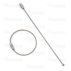 1603-0310 - Stainless Steel 304 Tiger Tail with Screw Clasp 16cm Natural 10pcs Chine 1603-0310,Clasps,montreal, quebec, canada, beads, wholesale