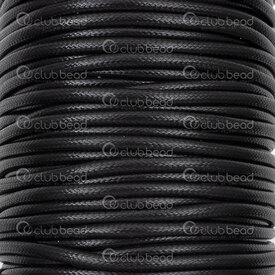 1604-0230-BLK - Cordon Ciré Coréen Polyester 3mm Noir Rouleau 40m 1604-0230-BLK,kores,montreal, quebec, canada, beads, wholesale
