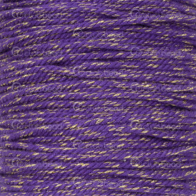 1604-0401-1.52 - Cordon Coton 1.2mm Torsade Mauve avec Fil Or Rouleau 20m 1604-0401-1.52,ma,montreal, quebec, canada, beads, wholesale