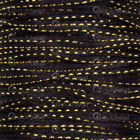 1608-5021-0218 - Queue de Rat Cordon Nylon 2mm Noir Avec Fil Doré 90m (295pi) 1608-5021-0218,Cordons,Nylon,Cord,Queue de Rat,2MM,Noir,With Golden Thread,90m (295ft),Chine,montreal, quebec, canada, beads, wholesale