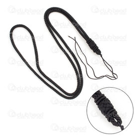 1608-5204-BK - Semi Finish Necklace Rattail Round 3mm Black Adjustable (16-26") 5pcs 1608-5204-BK,Rat tail,montreal, quebec, canada, beads, wholesale