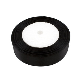 1610-1002-02 - Silk Ribbon 1'' (2.54cm) Black 25 Yards 1610-1002-02,montreal, quebec, canada, beads, wholesale