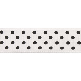 *1610-1010-02 - Silk Ribbon 1'' (2.54cm) White Polka Dots White 25 Yards *1610-1010-02,montreal, quebec, canada, beads, wholesale
