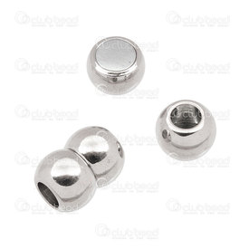 1702-0451-06WH - Metal magnetic peanut shape clasp for 6mm cord nickel free nickel 5 sets 1702-0451-06WH,montreal, quebec, canada, beads, wholesale