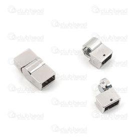 1702-0456-WH - Metal magnetic clasp for flat cord 8x4mm Double Lock 20x10x8mm Nickel 5pcs 1702-0456-WH,Findings,Clasps,Magnetic,montreal, quebec, canada, beads, wholesale