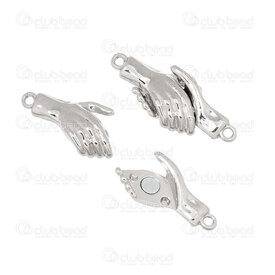 1702-0466 - Metal Magnetic Clasp Hand-in-Hand 31x12x5.5mm Natural 10Set 1702-0466,Findings,Clasps,Clip clasps,montreal, quebec, canada, beads, wholesale