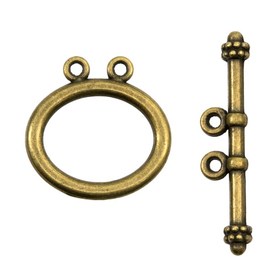1702-0904-OXBR - Metal Toggle Clasp Oval 2 Rows 21X21MM Antique Brass Nickel Free 10 Set 1702-0904-OXBR,Findings,Clasps,Multi-rows,10pcs,Metal,Toggle Clasp,Oval 2 Rows,21X21MM,Antique Brass,Metal,Nickel Free,10pcs,China,montreal, quebec, canada, beads, wholesale