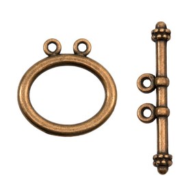 1702-0904-OXCO - Metal Toggle Clasp Oval 2 Rows 21X21MM Antique Copper Nickel Free 10 Set 1702-0904-OXCO,Findings,Clasps,Toggles,10pcs,Metal,Toggle Clasp,Oval 2 Rows,21X21MM,Brown,Antique Copper,Metal,Nickel Free,10pcs,China,montreal, quebec, canada, beads, wholesale