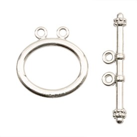 1702-0904-SL - Metal Toggle Clasp Oval 2 Rows 21X21MM Silver Nickel Free 10 Set 1702-0904-SL,montreal, quebec, canada, beads, wholesale