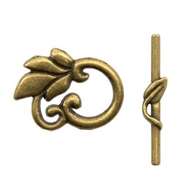 1702-0906-OXBR - Metal Toggle Clasp Fancy Leaf 19X24MM Antique Brass Nickel Free 10 Set 1702-0906-OXBR,fermoir cabillot,Metal,Antique Brass,Metal,Toggle Clasp,Fancy Leaf,19X24MM,Antique Brass,Metal,Nickel Free,10pcs,China,montreal, quebec, canada, beads, wholesale