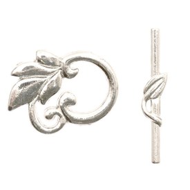 1702-0906-SL - Metal Toggle Clasp Fancy Leaf 19X24MM Silver Nickel Free 10 Set 1702-0906-SL,montreal, quebec, canada, beads, wholesale
