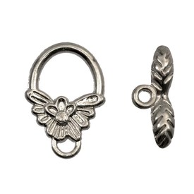 1702-0908-BN - Metal Toggle Clasp Fancy Leaf 12X18MM Black Nickel Nickel Free 10 Set 1702-0908-BN,montreal, quebec, canada, beads, wholesale