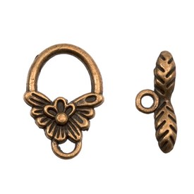 1702-0908-OXCO - Metal Toggle Clasp Fancy Leaf 12X18MM Antique Copper Nickel Free 10 Set 1702-0908-OXCO,montreal, quebec, canada, beads, wholesale