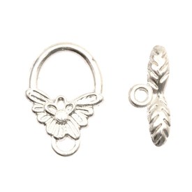 1702-0908-SL - Metal Toggle Clasp Fancy Leaf 12X18MM Silver Nickel Free 10 Set 1702-0908-SL,montreal, quebec, canada, beads, wholesale