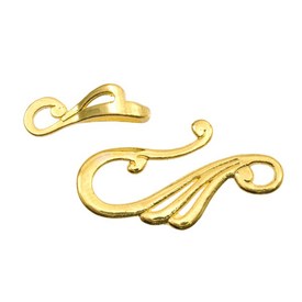 1702-0910-GL - Metal Hook and Eye Clasp Fancy 11.5X25MM Gold Nickel Free 10pcs 1702-0910-GL,montreal, quebec, canada, beads, wholesale