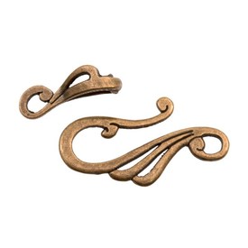 1702-0910-OXCO - Métal Fermoir à Crochet et Anneau de Fantaisie Cuivre Antique 11.5X25MM Sans Nickel 10pcs 1702-0910-OXCO,montreal, quebec, canada, beads, wholesale