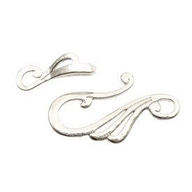 1702-0910-SL - Metal Hook and Eye Clasp Fancy 11.5X25MM Silver Nickel Free 10pcs 1702-0910-SL,montreal, quebec, canada, beads, wholesale