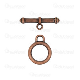 1702-0911-14OXCO - Metal Toggle Clasp, Ring 14mm, Bar 25mm, Antique Copper 10 Set 1702-0911-14OXCO,Findings,Clasps,Toggles,montreal, quebec, canada, beads, wholesale