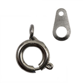 *1702-1010-BN - Metal Spring Ring Clasp 6MM Black Nickel 100pcs *1702-1010-BN,Clearance by Category,Findings,6mm,Metal,Spring Ring Clasp,6mm,Grey,Black Nickel,Metal,100pcs,China,montreal, quebec, canada, beads, wholesale
