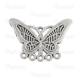 1703-0168-WH - Metal Fancy Connector Butterfly 32x21mm Antique Nickel 5 Loops Flat Back 10pcs 1703-0168-WH,Links connectors,Metal,Metal,Fancy Connector,Butterfly,32x21mm,Grey,Antique Nickel,Metal,5 Loops,10pcs,China,Flat Back,montreal, quebec, canada, beads, wholesale