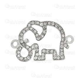 1703-0186-WH - DISC elephant link metal nickel free nickel 23X26mm with rhonestone crystal 5pcs 1703-0186-WH,montreal, quebec, canada, beads, wholesale