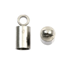 1703-0210-WH - Metal Cord End Connector With Ring 4X9MM Nickel Inside Diameter 3.2mm 50pcs 1703-0210-WH,Findings,connecteurs,Metal,Nickel,50pcs,Metal,Cord End Connector,With Ring,4X9MM,Grey,Nickel,Metal,Inside Diameter 3.2mm,50pcs,montreal, quebec, canada, beads, wholesale