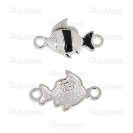 1703-0237-02 - Metal Connector Fish shape 14x11mm Black-White Nickel 10pcs 1703-0237-02,Clearance by Category,Metal,montreal, quebec, canada, beads, wholesale