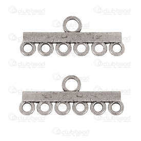 1703-0270-WH - Metal Connecteur Multirang 6 Boucles 26.5x11.5mm Nickel 20pcs 1703-0270-WH,Connecteur multirang,montreal, quebec, canada, beads, wholesale