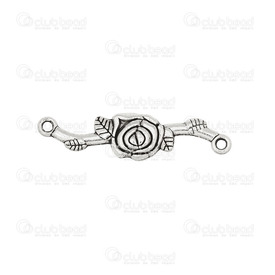 1703-0322-WH - Metal Connector Rose 34x8MM Nickel 2 Loops 10pcs 1703-0322-WH,connecteurs,Connector,Metal,Connector,Rose,34x8MM,Grey,Nickel,Metal,2 Loops,10pcs,China,montreal, quebec, canada, beads, wholesale