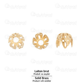1704-0258-BR - Solid Brass Bead Cap 8x7mm Flower Natural 2.5mm Hole 50pcs 1704-0258-BR,50pcs,Solid Brass,Bead Cap,Flower,8X7MM,Yellow,Natural,Metal,2.5mm Hole,50pcs,China,montreal, quebec, canada, beads, wholesale