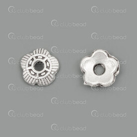 1704-0318-WH - Metal Chapeau de Perle Fleur 5.5x5.5x1.2mm Motif Ligne Trou 1.2mm Naturel 10pcs 1704-0318-WH,Caps,montreal, quebec, canada, beads, wholesale