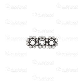 1705-0340-WH - Metal Bead Spacer Daisy Triple 12.5X5mm Antique 1.2mm Hole 150pcs 1705-0340-WH,Findings,Spacers,Multi-row,Bead,Spacer,Metal,Metal,12.5X5mm,Flower,Daisy,Triple,Grey,Antique,1.2mm Hole,montreal, quebec, canada, beads, wholesale