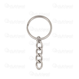 1706-0212-2 - Metal Split Ring 28x2.5MM with 2.0mm wire chain 25mm (1inch) Nickel 20pcs 1706-0212-2,Findings,Key-rings,montreal, quebec, canada, beads, wholesale