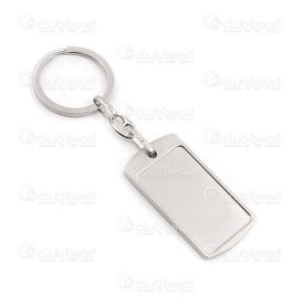 1706-0302-WH - Metal key ring bezel cup DIY 39x23mm Rectangle Nickel 1pc 1706-0302-WH,Findings,Key-rings,montreal, quebec, canada, beads, wholesale