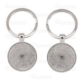 1706-0304-WH - Metal key ring 30mm with 25mm round bezel both side Nickel 5sets 1706-0304-WH,Findings,Key-rings,montreal, quebec, canada, beads, wholesale