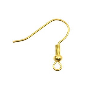1708-0318-GL - Metal Fish Hook With Bead and Coil 18X20MM Gold Nickel Free 100pcs 1708-0318-GL,Crochet boucles d'oreilles,Metal,18X20MM,Metal,Fish Hook,With Bead and Coil,18X20MM,Gold,Metal,Nickel Free,100pcs,China,montreal, quebec, canada, beads, wholesale