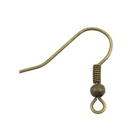 1708-0318-OXBR - Metal Fish Hook With Bead and Coil 18X20MM Antique Brass Nickel Free 100pcs 1708-0318-OXBR,Findings,Earrings,100pcs,Fish Hook,Metal,Fish Hook,With Bead and Coil,18X20MM,Antique Brass,Metal,Nickel Free,100pcs,China,montreal, quebec, canada, beads, wholesale